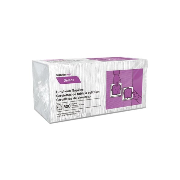 Cascades Pro Cascades, Select Luncheon Napkins, 1 Ply, 11 1/4 X 12 1/2, White, 6000PK N020 - main